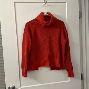 Madewell cross open back turtle neck orange sweater size small